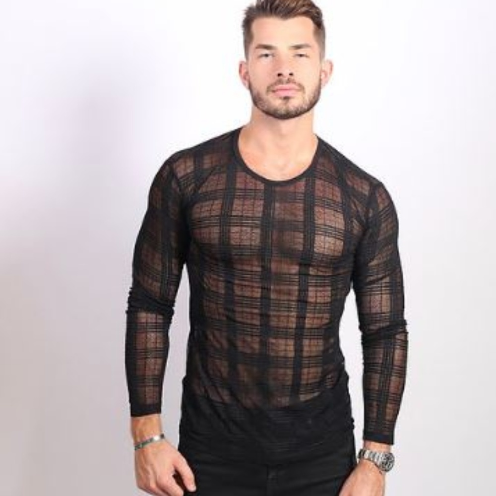 See Through Plaid Top